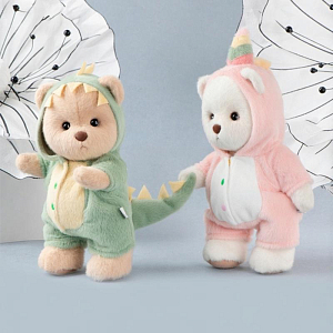 Медведь Lina TeddyTales, в костюме Единорога, белый, M, 30 см